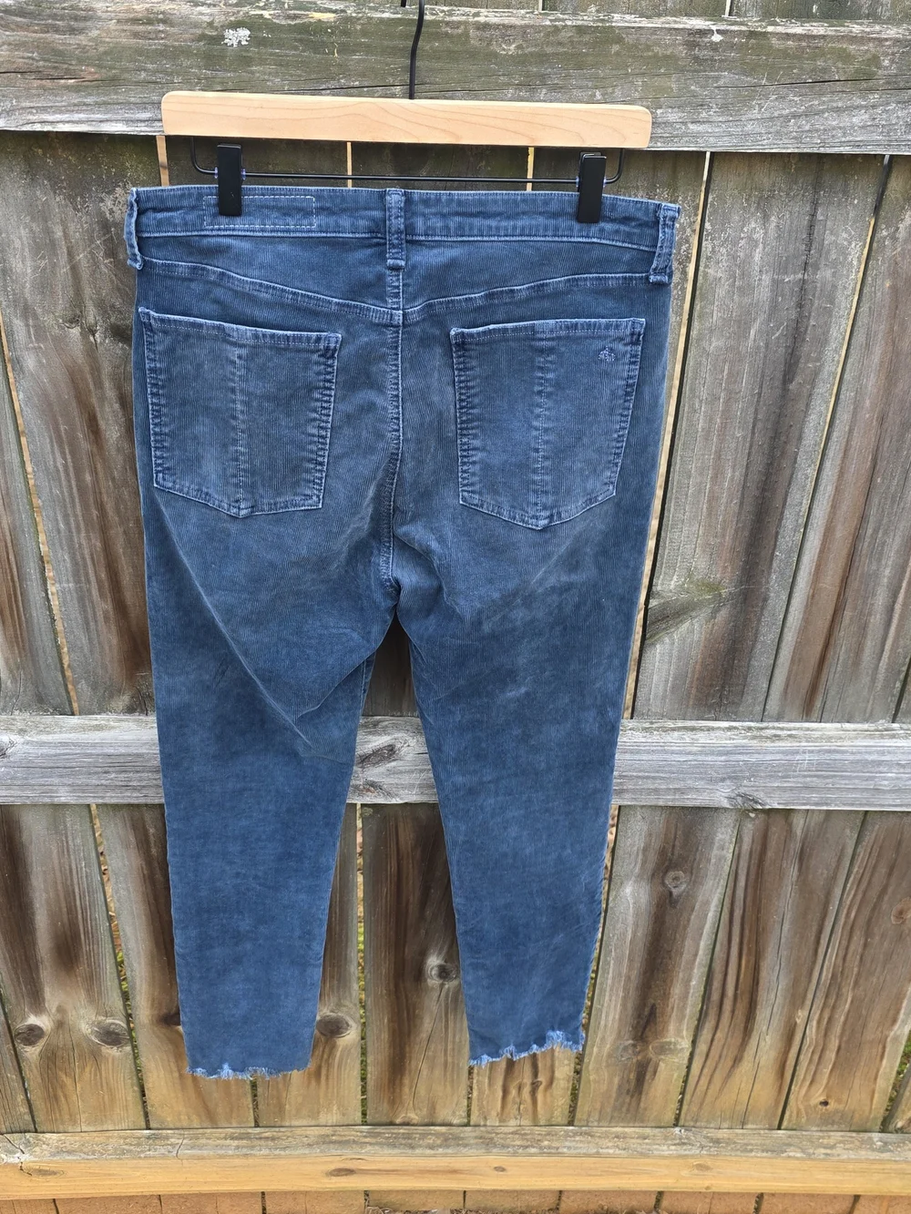 Rag & Bone Nina‎ High-Rise Ankle Skinny Corduroy Pants Navy Raw Hem 31